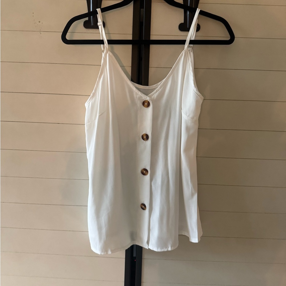 Elegant White Button-Front Camisole